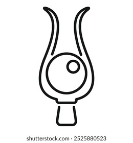 Dibujo de línea simple en blanco y negro de un óvulo con dos trompas de Falopio, perfecto para representar procedimientos de FIV