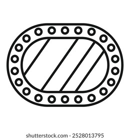 Dibujo simple en blanco y negro de una portilla ovalada que ilumina una superficie rayada detrás