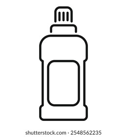 Simple black and white line drawing of a bottle with blank label, suitable for cleaning products or chemicals