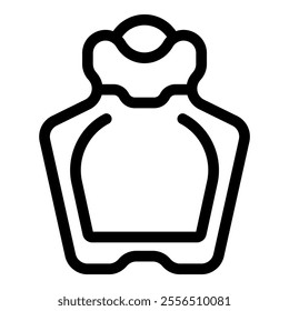 Simple black and white line drawing of a perfume bottle, suggesting elegance and luxury