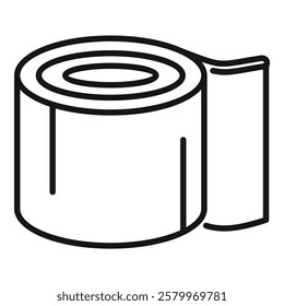 Simple black and white line drawing of a roll of medical patch for applying to a wound