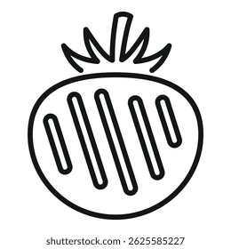 Simples desenho de linha preto e branco de um tomate adequado para vários projetos