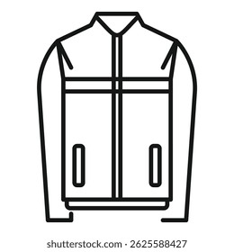 Simple black and white line drawing of a modern jacket for cold weather