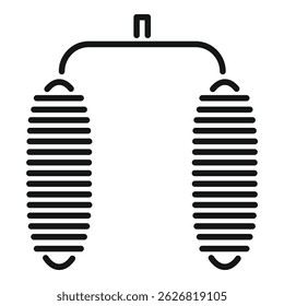 Simple black and white line drawing of a chest expander for building muscles
