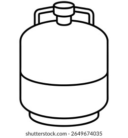 A simple black and white line drawing depicts a cylindrical gas tank. The tank has a rounded top and bottom, with a distinct band around its middle. 
