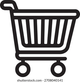 Un simple dibujo de línea en blanco y negro de un Carrito de compras.