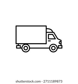 Um simples desenho de linha preta e branca de uma ilustração de vetor de caminhão de entrega