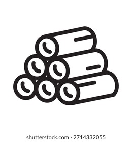 Um simples desenho de linhas em preto e branco de objetos cilíndricos empilhados