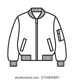 Simple dibujo de línea en blanco y negro de un diseño clásico de chaqueta bomber