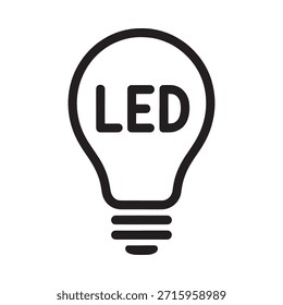 Simples preto e branco desenho de linha de um ícone de lâmpada led