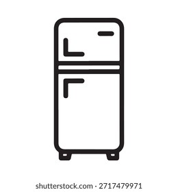 Dibujo simple de línea en blanco y negro de un aparato de refrigeración moderno