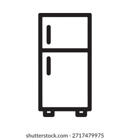 Desenho simples em preto e branco de um aparelho de refrigeração típico