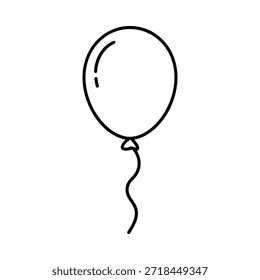 Einfache schwarz-weiße Linienzeichnung eines einzelnen runden Ballons mit Schnur