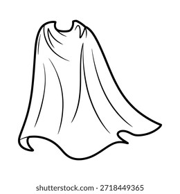 Desenho simples em linha preta e branca de uma capa ou capa cortada
