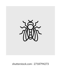 Dibujo de línea simple en blanco y negro de una ilustración de insecto mosca