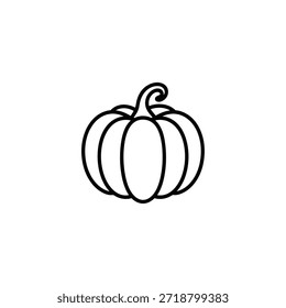 Dibujo de línea simple en blanco y negro de una sola ilustración de calabaza
