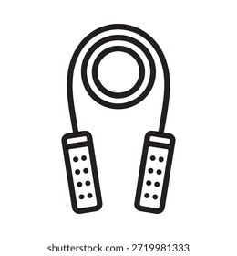Simple black and white line drawing of a jump rope with handles