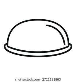 Simple dibujo de línea en blanco y negro de un cloche de comida, perfecto para menús y diseños culinarios