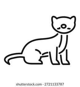 Simple black and white line drawing of a ferret sitting and looking forward, great for a pet store logo