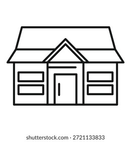 Simple dibujo de líneas en blanco y negro de una casa exterior con garaje, adecuado para Planes arquitectónicos o marketing inmobiliario