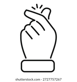 Simples desenho de linha preto e branco de uma mão estalando dedos, simbolizando dinheiro fácil ou ação rápida