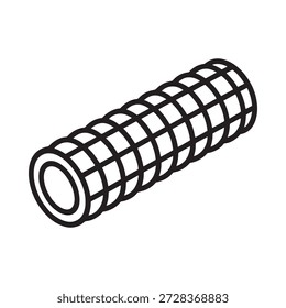 Simple black and white line drawing of a cylindrical lattice structure