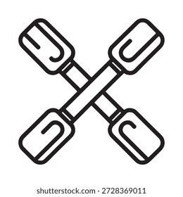 Dibujo simple de la línea en blanco y negro de una herramienta de la llave inglesa en forma de cruz