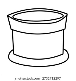 A simple black and white line drawing of a top hat, a classic piece of formal headwear.