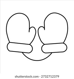 Un simple dibujo de línea en blanco y negro de un par de guantes, conectados por una línea curva, que sugiere una cara o un diseño lúdico.