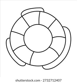 Un simple dibujo de línea en blanco y negro de un salvavidas o boya salvavidas, un dispositivo de flotación circular utilizado para el rescate.