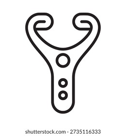Simple black and white line drawing of a classic slingshot design