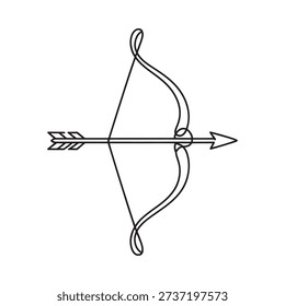 Simple black and white line drawing of a bow and arrow design