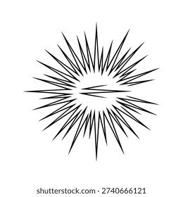 A simple black and white line drawing of a sea urchin