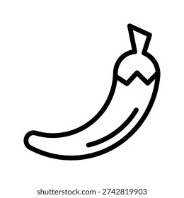 A simple black and white line drawing of a chili pepper. Vegetables single line icon.