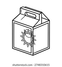 Simple black and white line drawing of a gable top milk carton