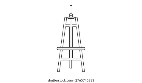 A simple black and white line drawing of an artist's easel, a common tool for painters and artists.