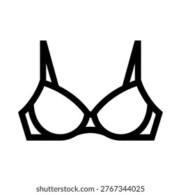 A simple black and white line drawing depicting a classic unlined underwire bra silhouette