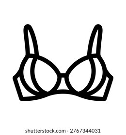 A simple black and white line drawing depicts a classic balconette style bra front view
