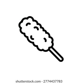 A simple black and white line drawing depicts a duster with a long handle and a fluffy head, used for removing dust from surfaces. It's a cleaning implement.