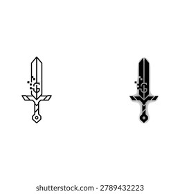 Simple black and white line drawing of two elegant tulip flowers with stems and leaves on a plain background.