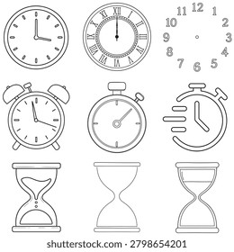 A simple black and white line drawing of an hourglass, representing the passage of time and its abstract nature.