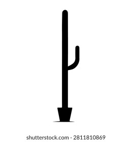 Simple black and white line drawing of a cactus plant on a plain background, emphasizing minimalistic design and botanical theme.