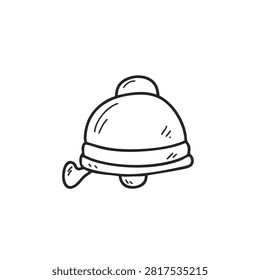 A simple black and white line drawing of a classic bicycle bell, isolated on a white background, perfect for cycling themed designs.