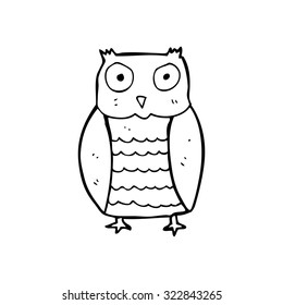 simple black and white line drawing cartoon  owl