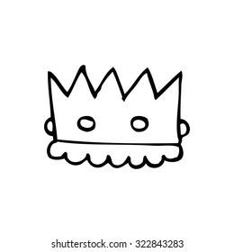 simple black and white line drawing cartoon  crown