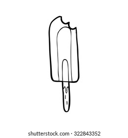 simple black and white line drawing cartoon  ice lolly