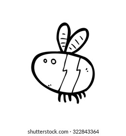 simple black and white line drawing cartoon  bee