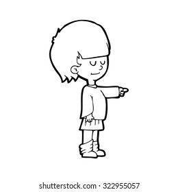 dibujo de línea simple en blanco y negro que señala a una chica