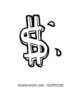 einfache schwarz-weiße Zeichenkarte auf Dollar-Symbol