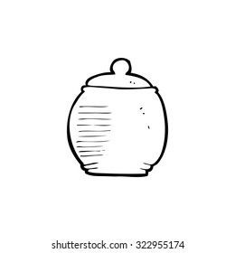 simple black and white line drawing cartoon  old pot